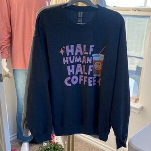 Half Human Half Coffee Graphic Sweater